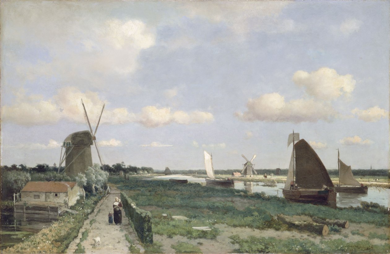 A Trekvliet-csatorna látképe Hága közelében, 1870 alkotó: Johannes Hendrik Weissenbruch