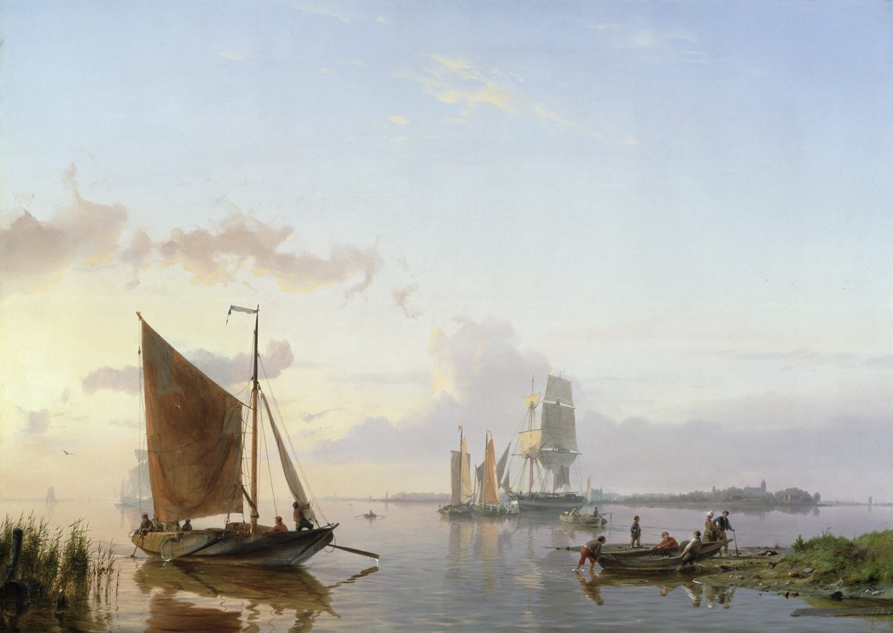 Vitorlás hajók egy torkolatban, 1853 alkotó: Johannes Hermann Barend Koekkoek