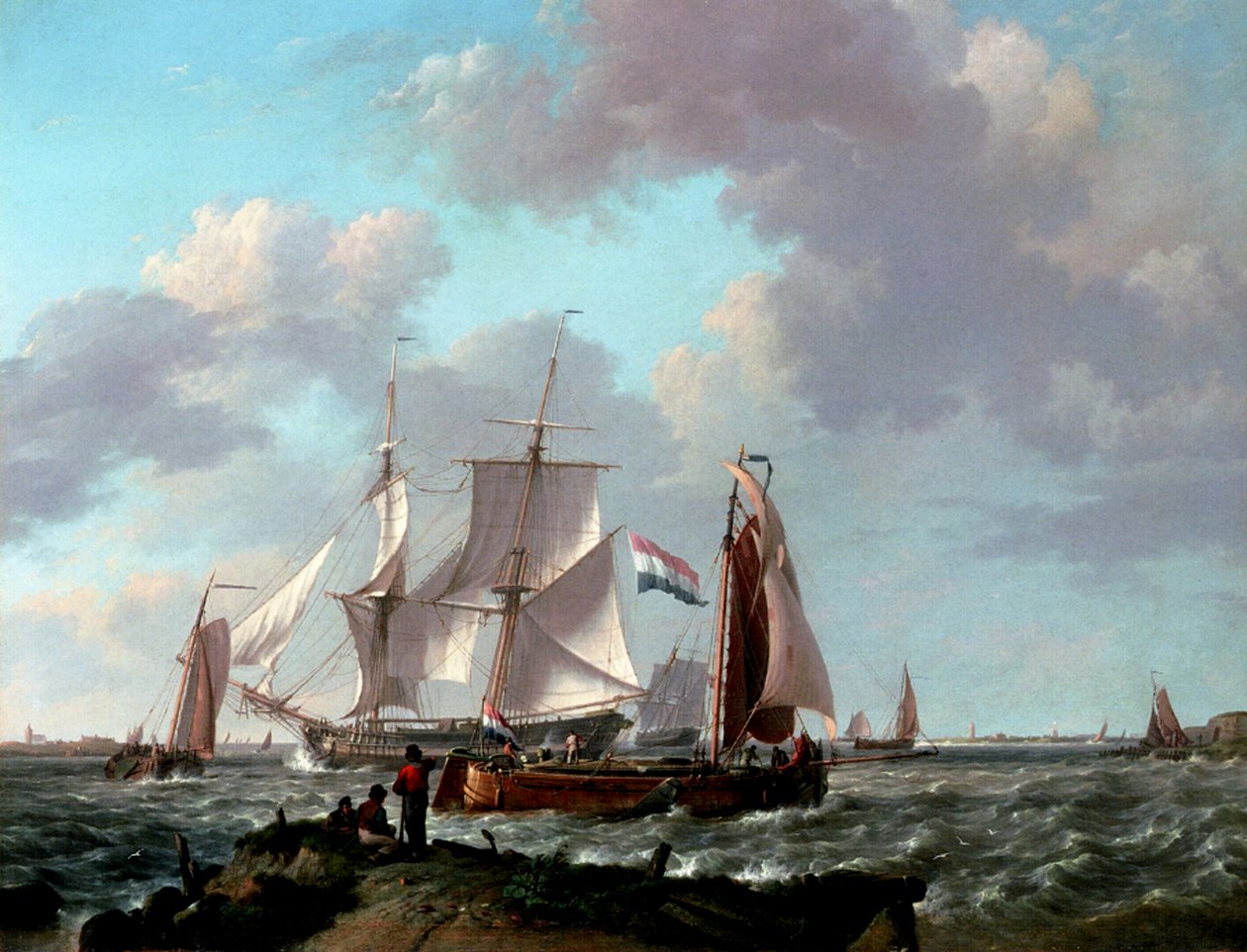 Hajók a part közelében, 1831 alkotó: Johannes Hermann Barend Koekkoek