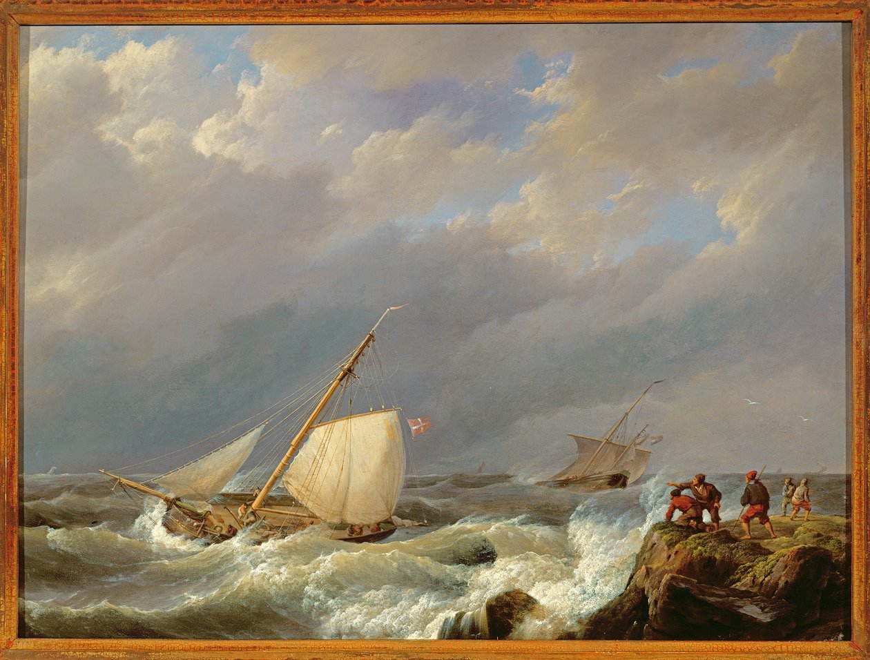 Hajók a Lee-parton szélviharban, 1844 alkotó: Johannes Hermann Barend Koekkoek