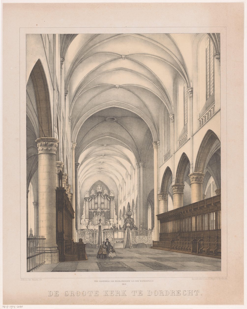 A dordrechti Grote Kerk belseje Dordrechti Nagytemplom (cím a tárgyon) alkotó: Johannes Hermanus van der Heijden