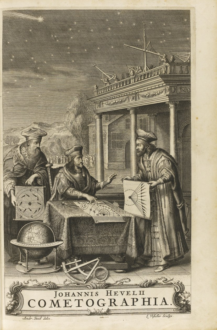 Cometographia. Előlap, 1668 alkotó: Johannes Hevelius