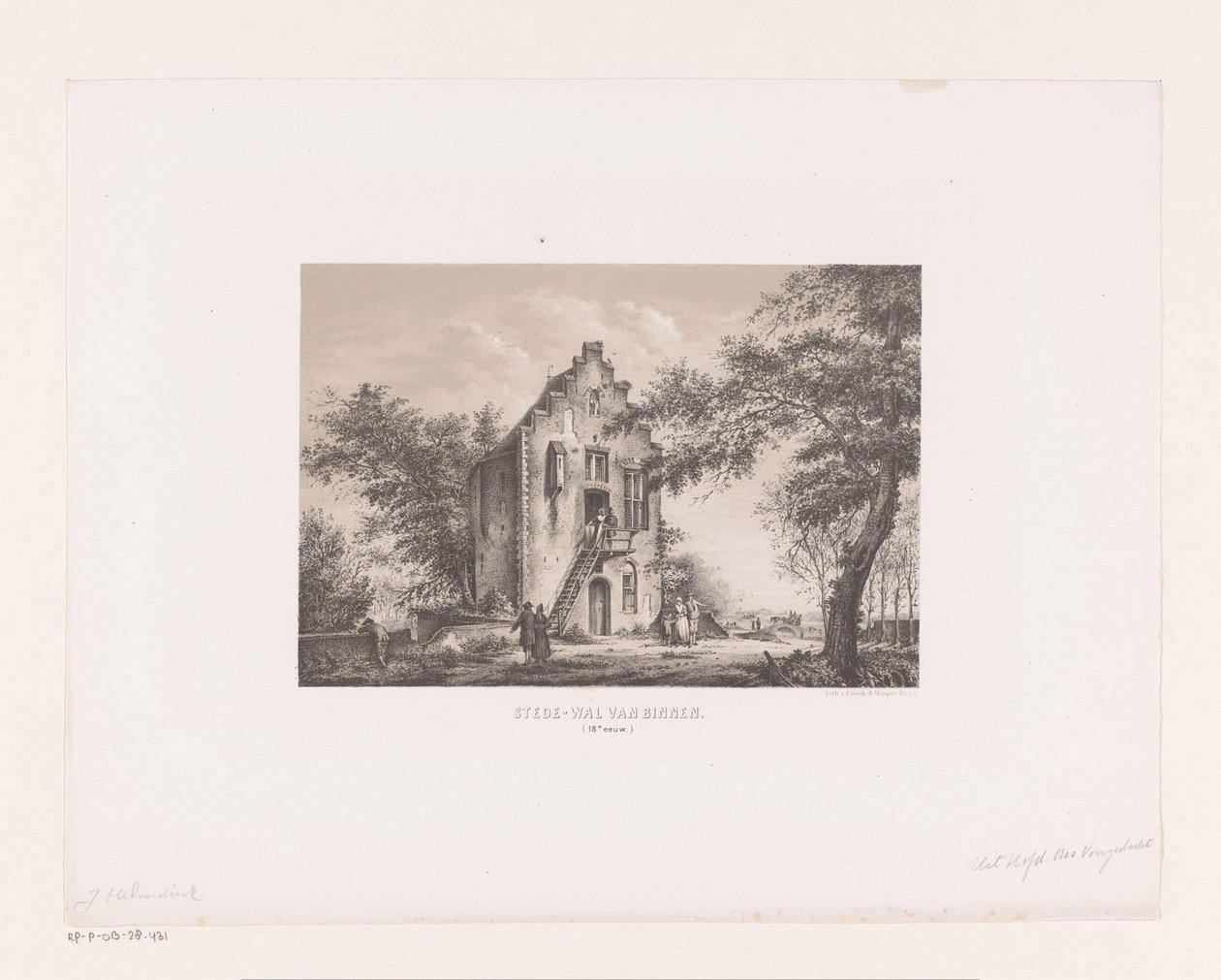 Ház a városfalon Városfal a 18. század belsejéből (cím a tárgyon) alkotó: Johannes Hilverdink (attributed to)