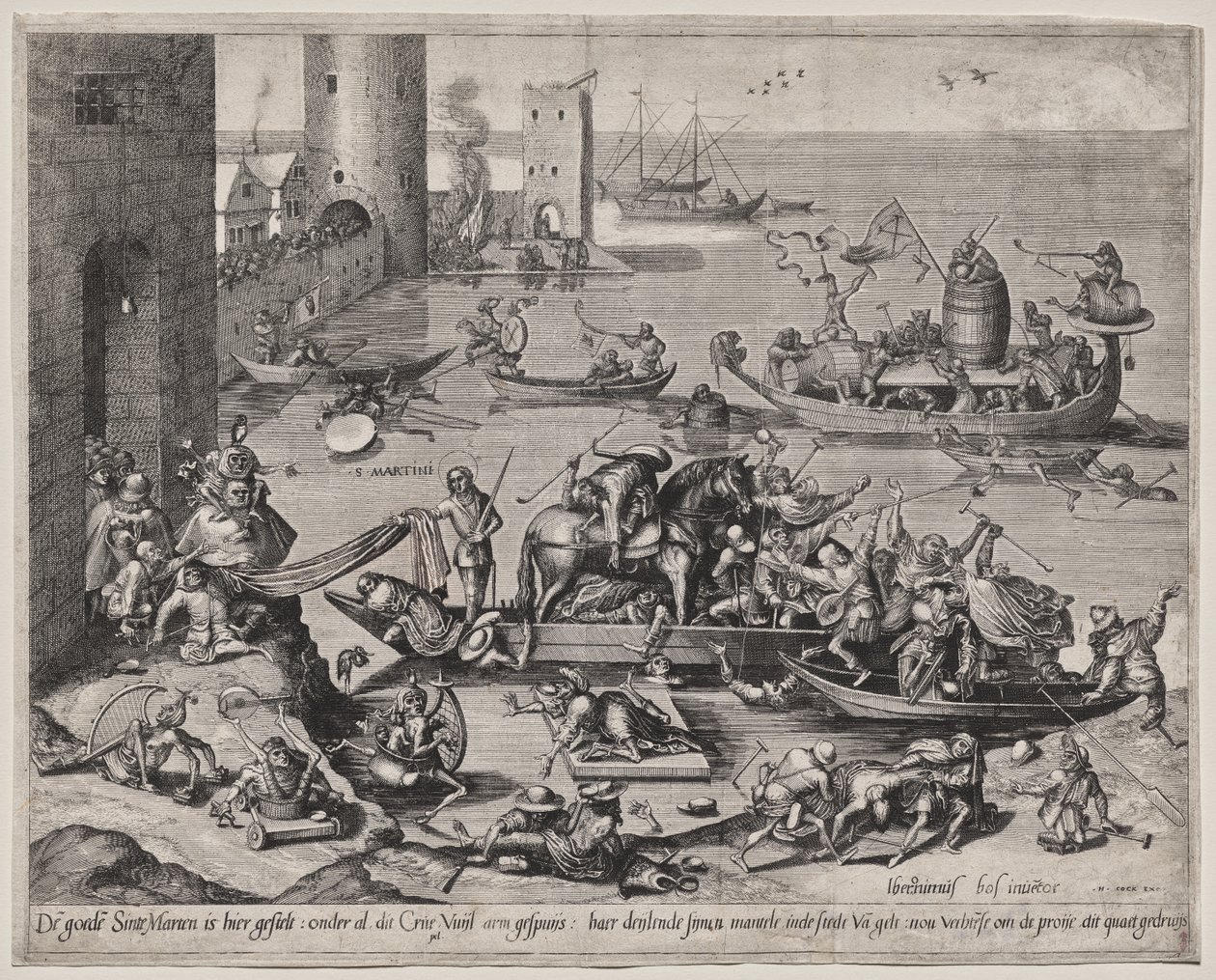 Szent Márton a lovával egy hajón alkotó: Johannes I van Doetecum (d. 1605)