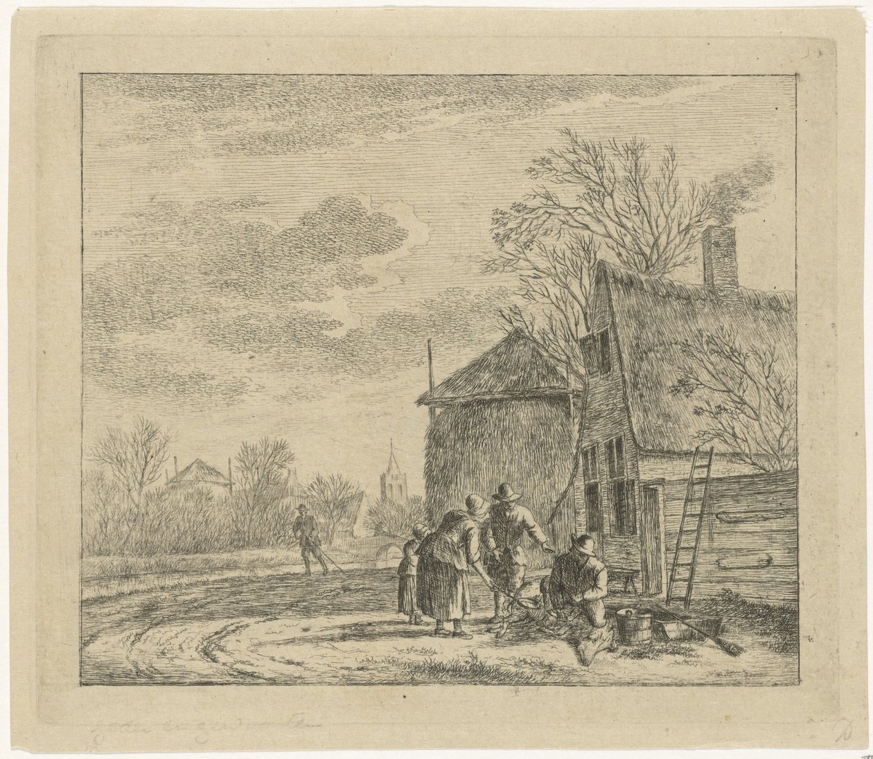 Táj farm és széna istálló november A tizenkét hónap (sorozat címe) A 12 hónap színes rajzai (...) (sorozat címe) alkotó: Johannes Janson