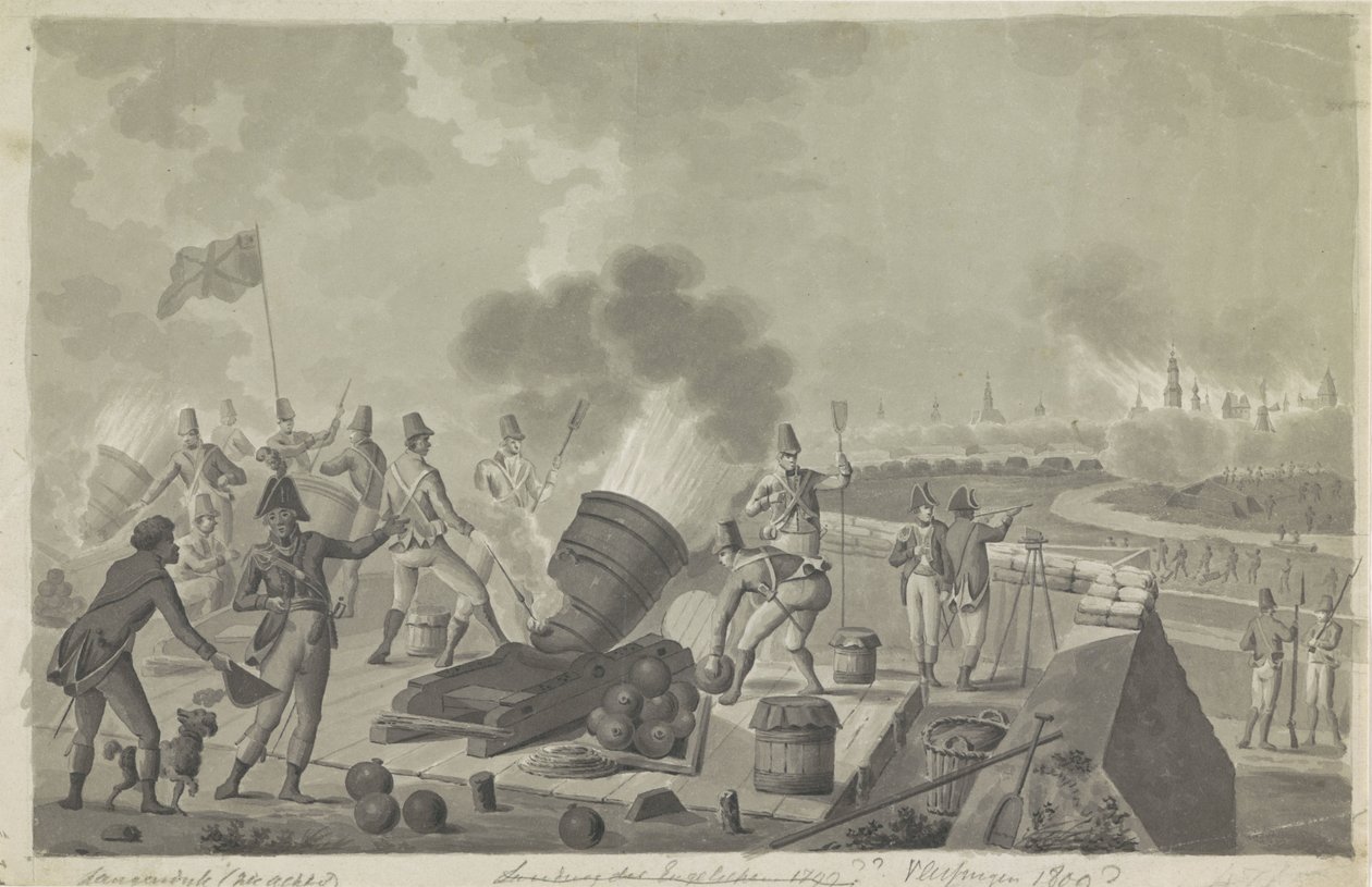 Vlissingen bombázása a britek által, 1809 alkotó: Johannes Jelgerhuis (possibly)