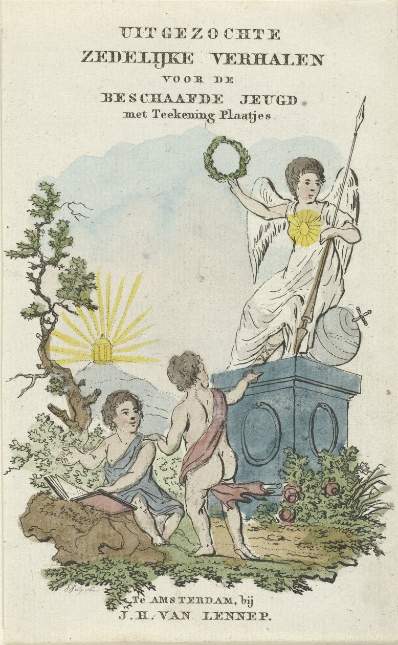 Táj két gyerekkel Címlap: Válogatott erkölcsi mesék a civilizált ifjúság számára, 1828 alkotó: Johannes Jelgerhuis