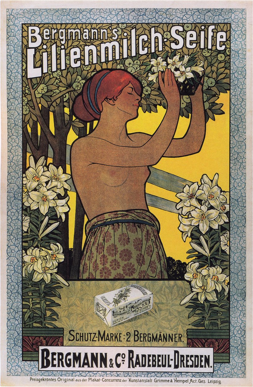 Bergmann Lilienmilch-szappanja, 1896 alkotó: Johannes Joseph Vincenz Cissarz