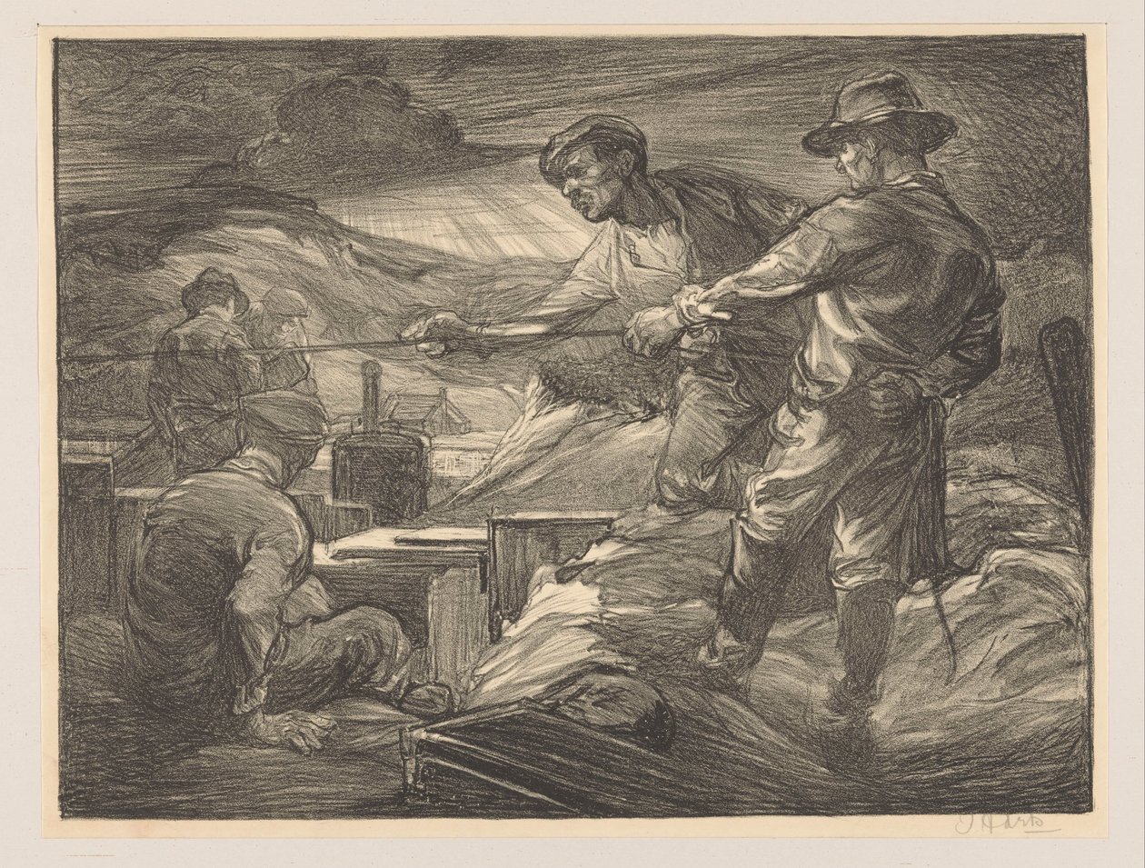 Kötelet húzó munkások alkotó: Johannes Josephus Aarts (signed by artist)