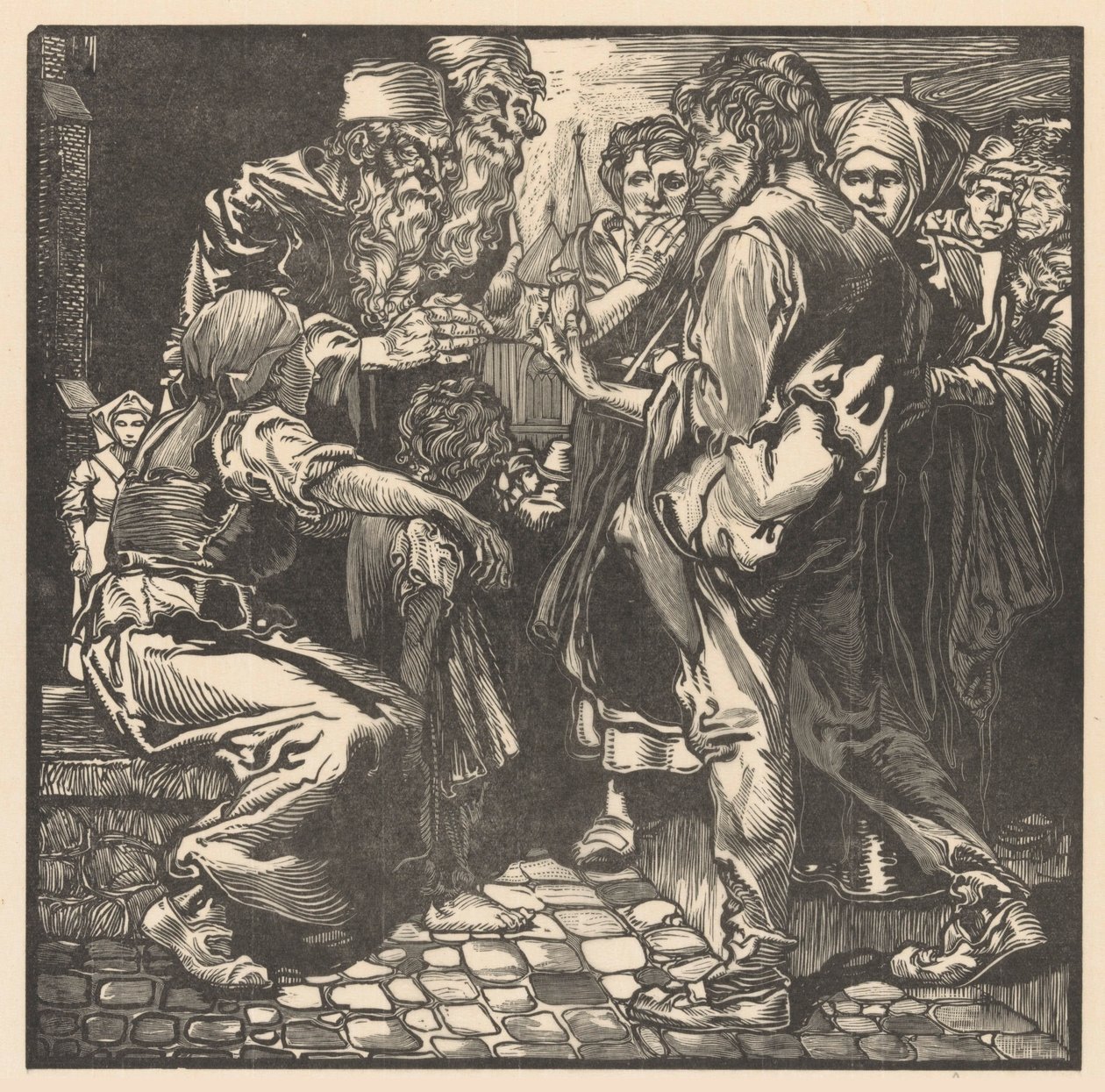 Férfi találkozott pénzes táskával alkotó: Johannes Josephus Aarts (signed by artist)