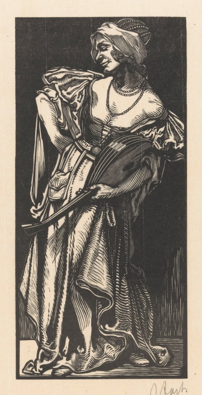 Nő lanttal alkotó: Johannes Josephus Aarts (signed by artist)