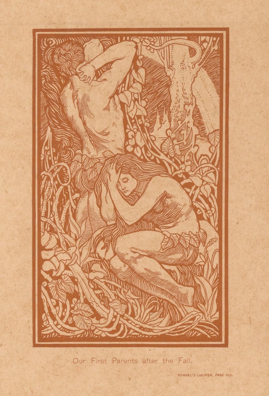 Adam en Eva na de zondeval Első szüleink a bukás után (cím a tárgyon) alkotó: Johannes Josephus Aarts