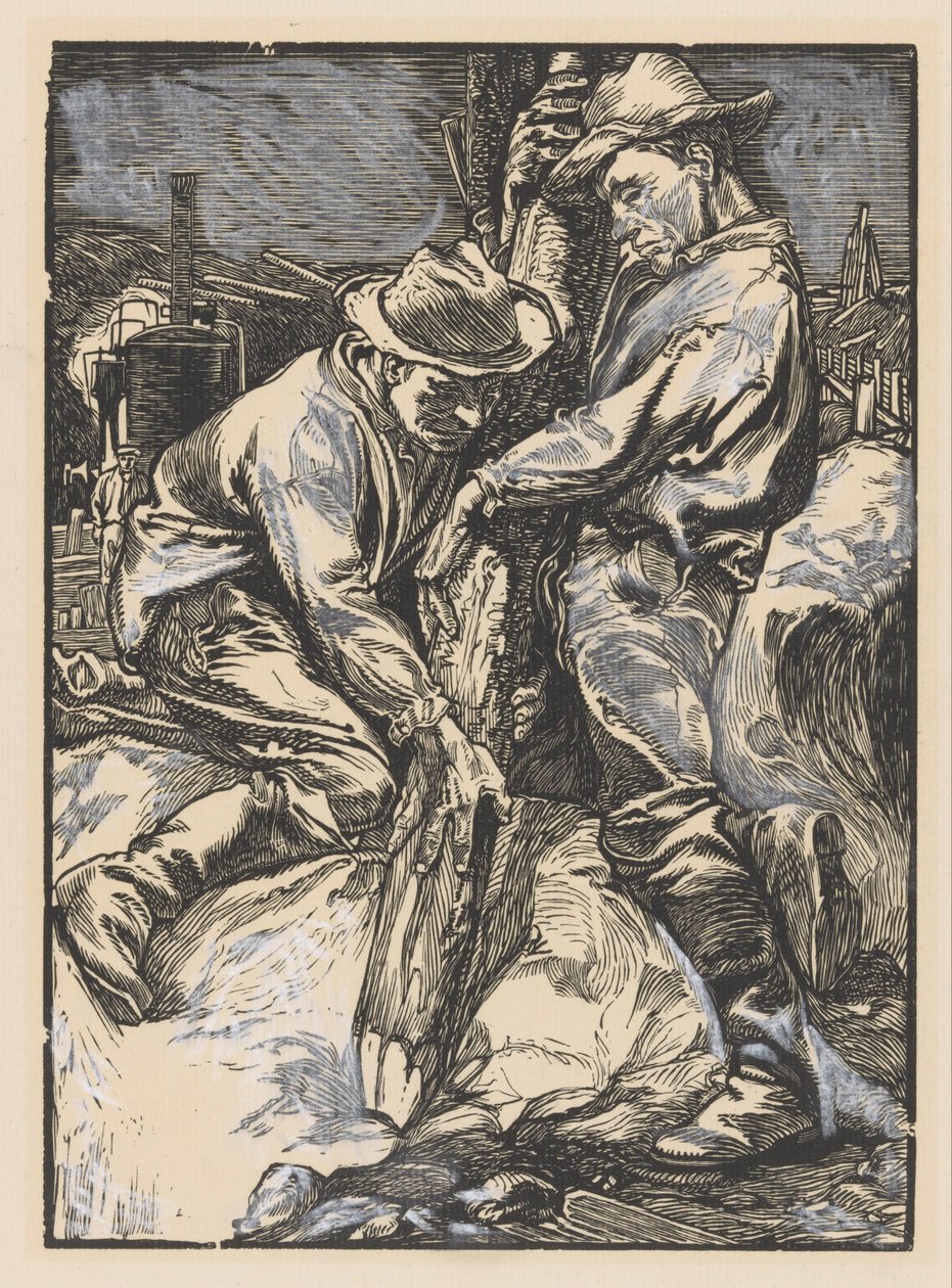 Cölöpveréssel elfoglalt építőmunkások alkotó: Johannes Josephus Aarts