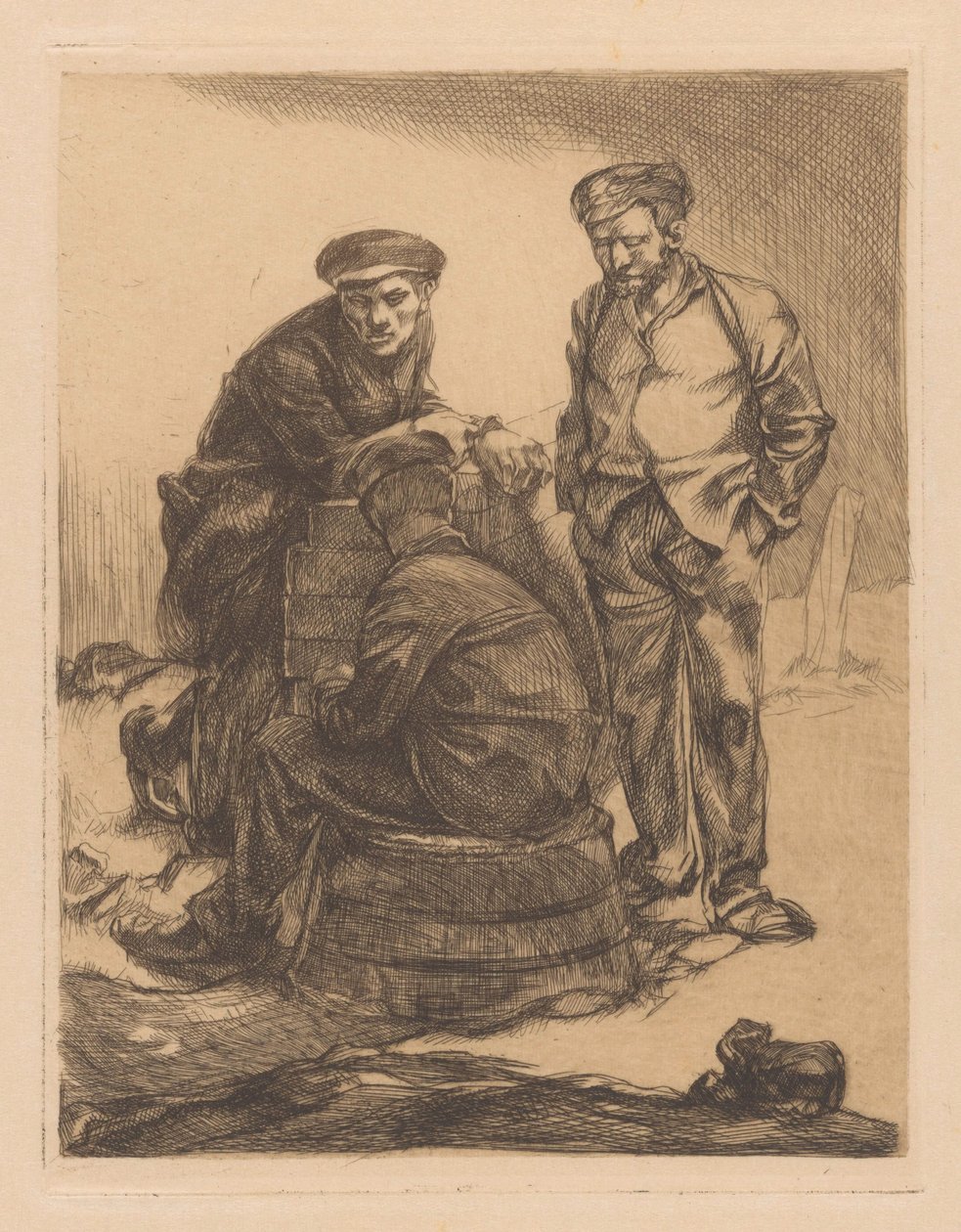 Három munkás sapkával alkotó: Johannes Josephus Aarts