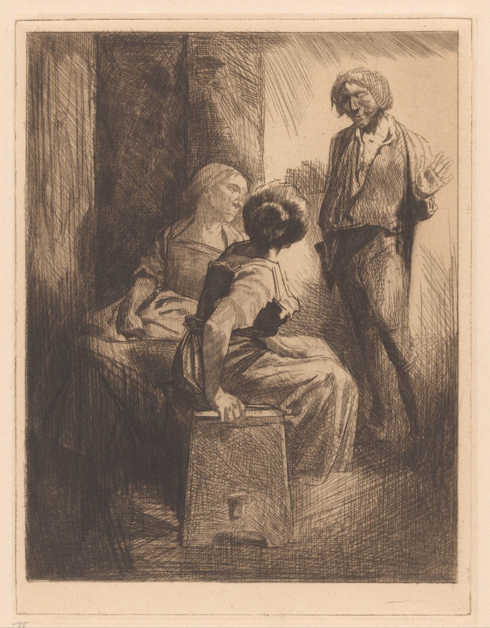 Három beszélgető figura alkotó: Johannes Josephus Aarts