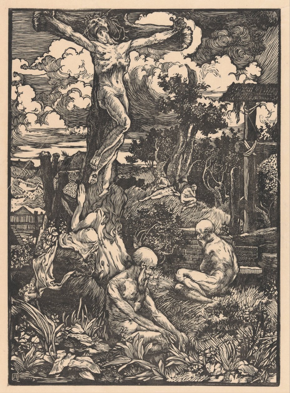 Megfeszített ember dombos tájon alkotó: Johannes Josephus Aarts