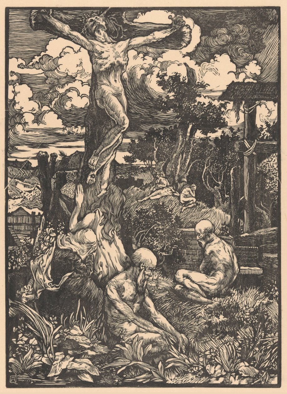 Megfeszített ember dombos tájon alkotó: Johannes Josephus Aarts