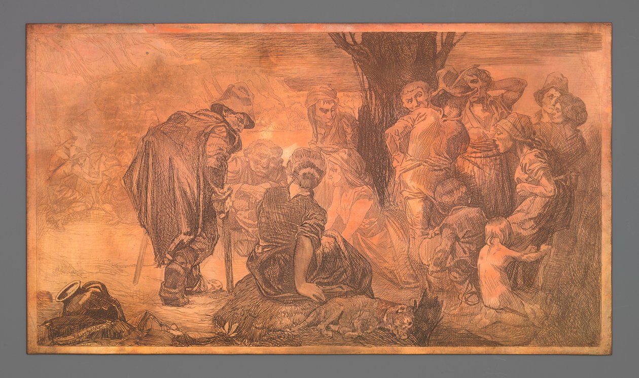 Férfiak és nők csoportja a fánál alkotó: Johannes Josephus Aarts