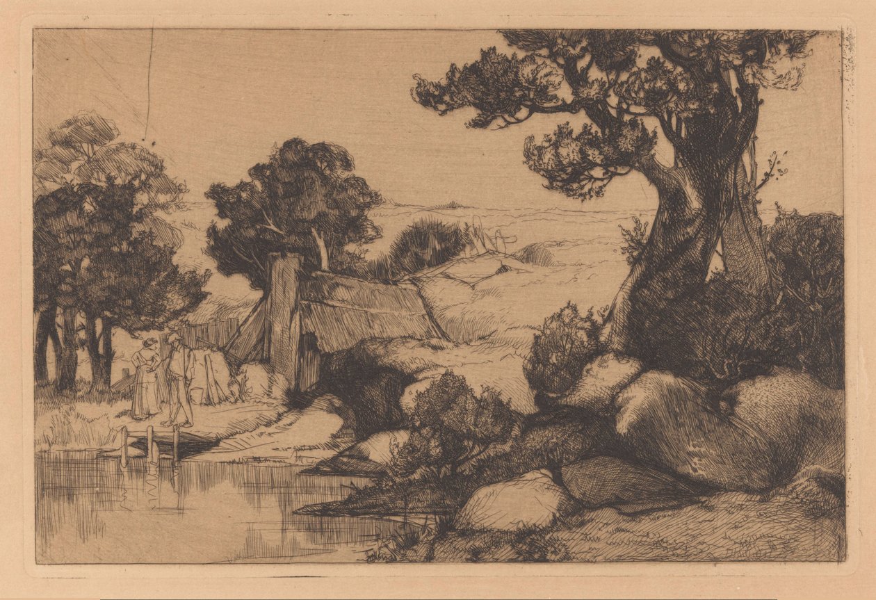 Táj férfi és nő a parton alkotó: Johannes Josephus Aarts