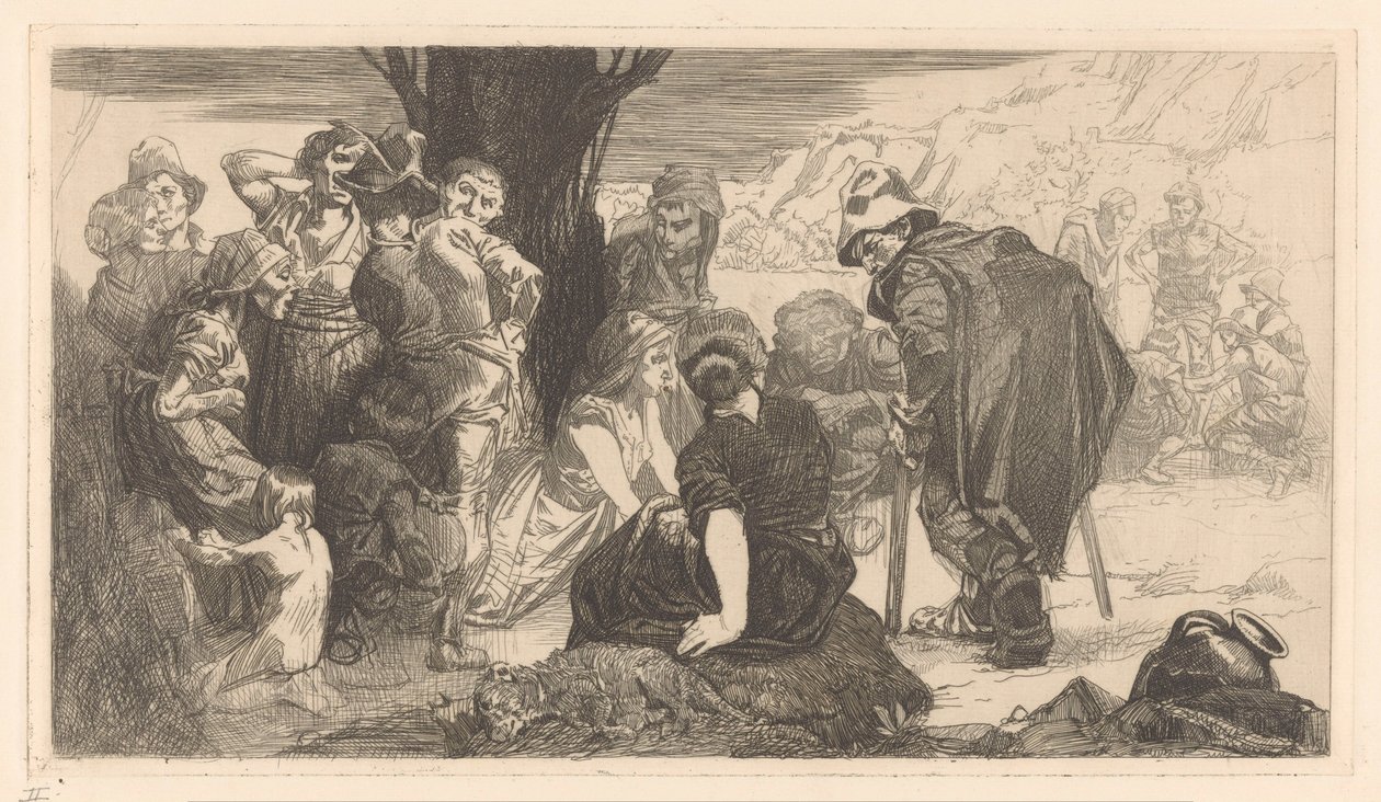 Férfiak, nők és gyerekek egy fa mellett alkotó: Johannes Josephus Aarts