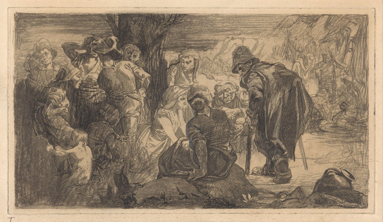 Férfiak, nők és gyerekek egy fa mellett alkotó: Johannes Josephus Aarts