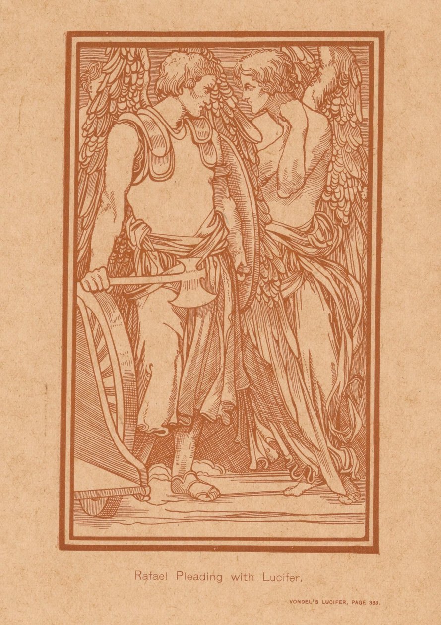 Raphael megpróbálja megérteni Lucifert Rafael könyörög Luciferrel (cím a tárgyon) alkotó: Johannes Josephus Aarts