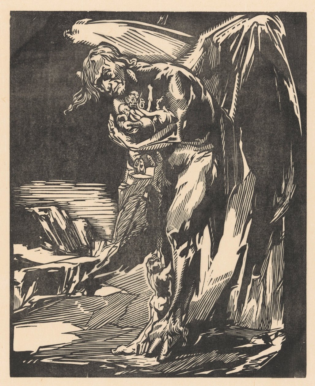 Sátán alakokkal a karjában alkotó: Johannes Josephus Aarts