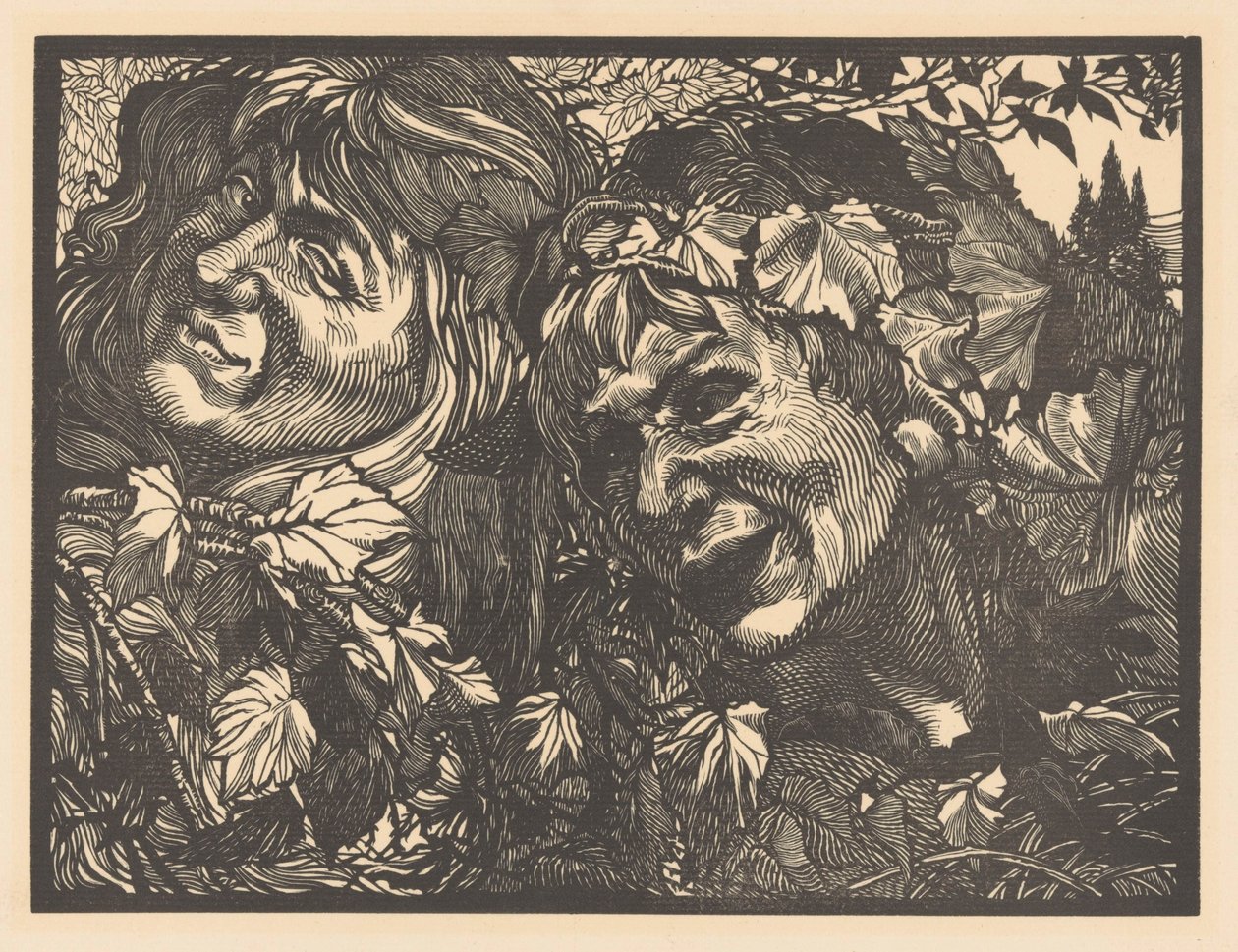 Két Bacchante szőlőlevéllel körülvéve alkotó: Johannes Josephus Aarts