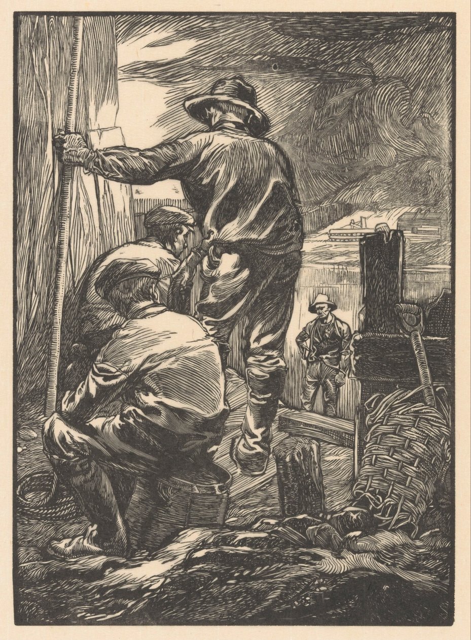 Négy munkás a víz mellett alkotó: Johannes Josephus Aarts