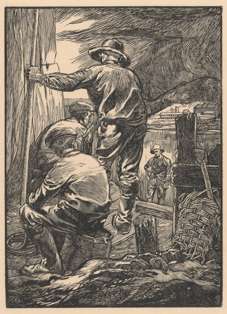Négy munkás a víz mellett alkotó: Johannes Josephus Aarts