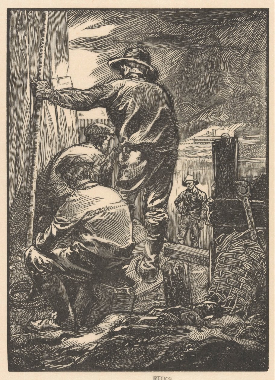 Négy munkás a víz mellett alkotó: Johannes Josephus Aarts