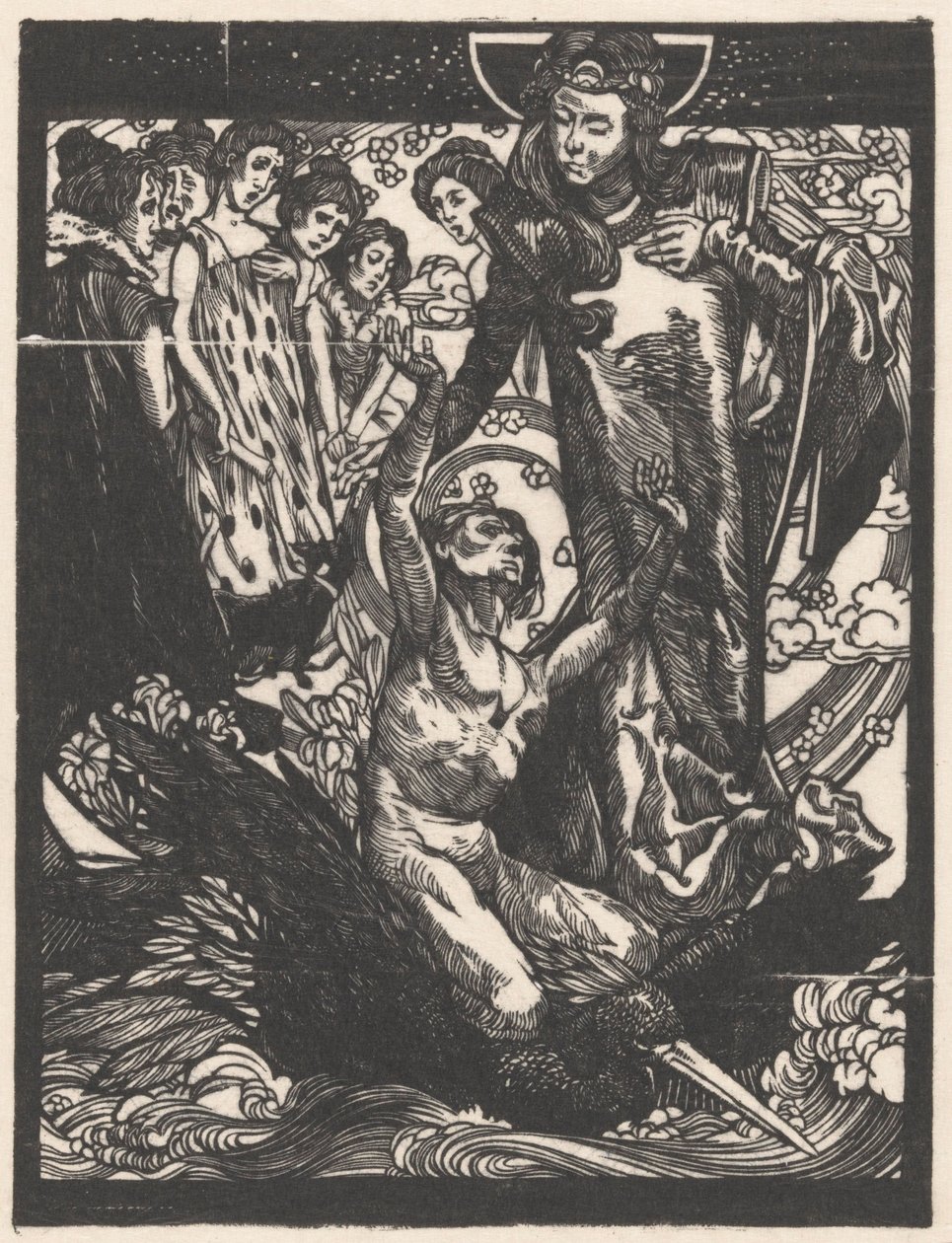 Női alakok férfival a madár hátán alkotó: Johannes Josephus Aarts