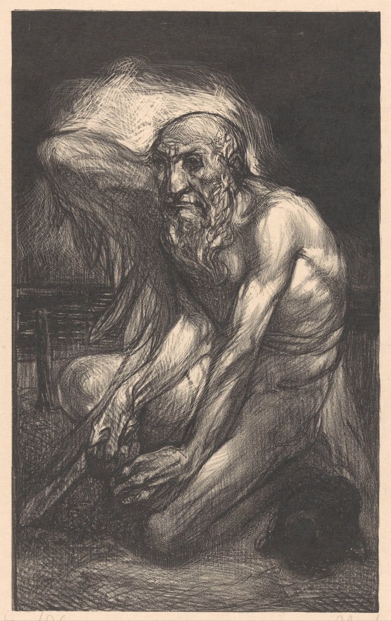 Ülő szakállas férfi szárnyakkal alkotó: Johannes Josephus Aarts