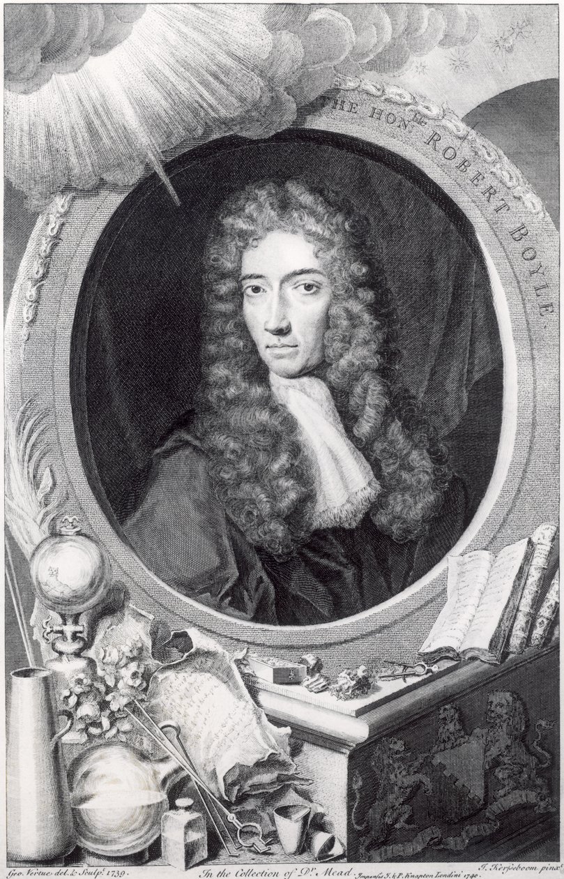 A tiszteletreméltó Robert Boyle (1627-91) portréja, amelyet George Vertue (1684-1756) vésett, 1749 alkotó: Johannes Kerseboom