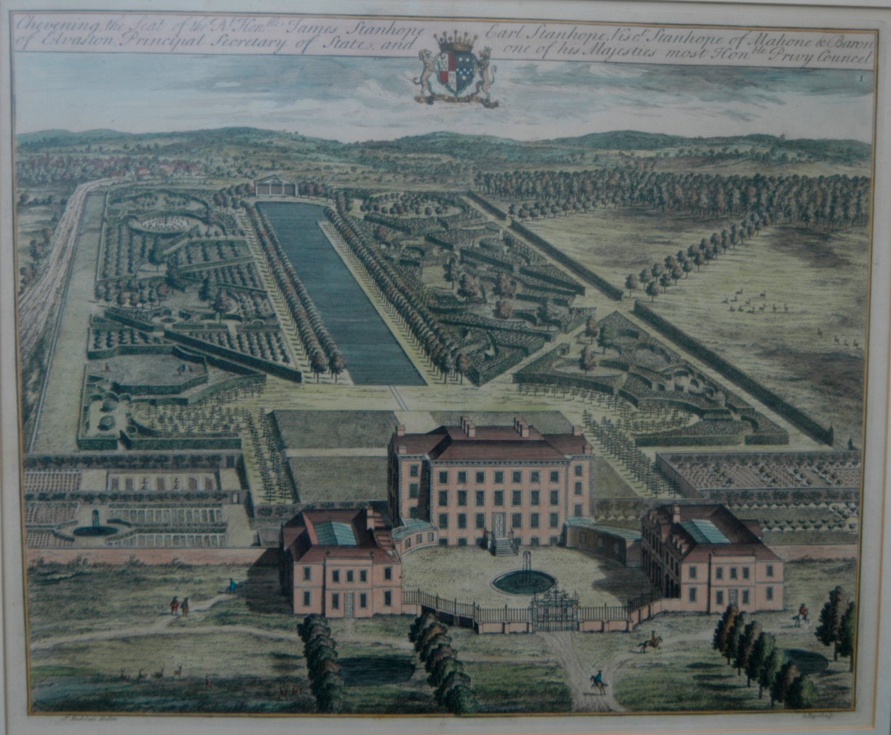 Johannes Kip (1722) metszete Cheveningről, Thomas Badeslade (1742) után, kiadta (Kent történetében) 1719-ben John Harris. alkotó: Johannes Kip