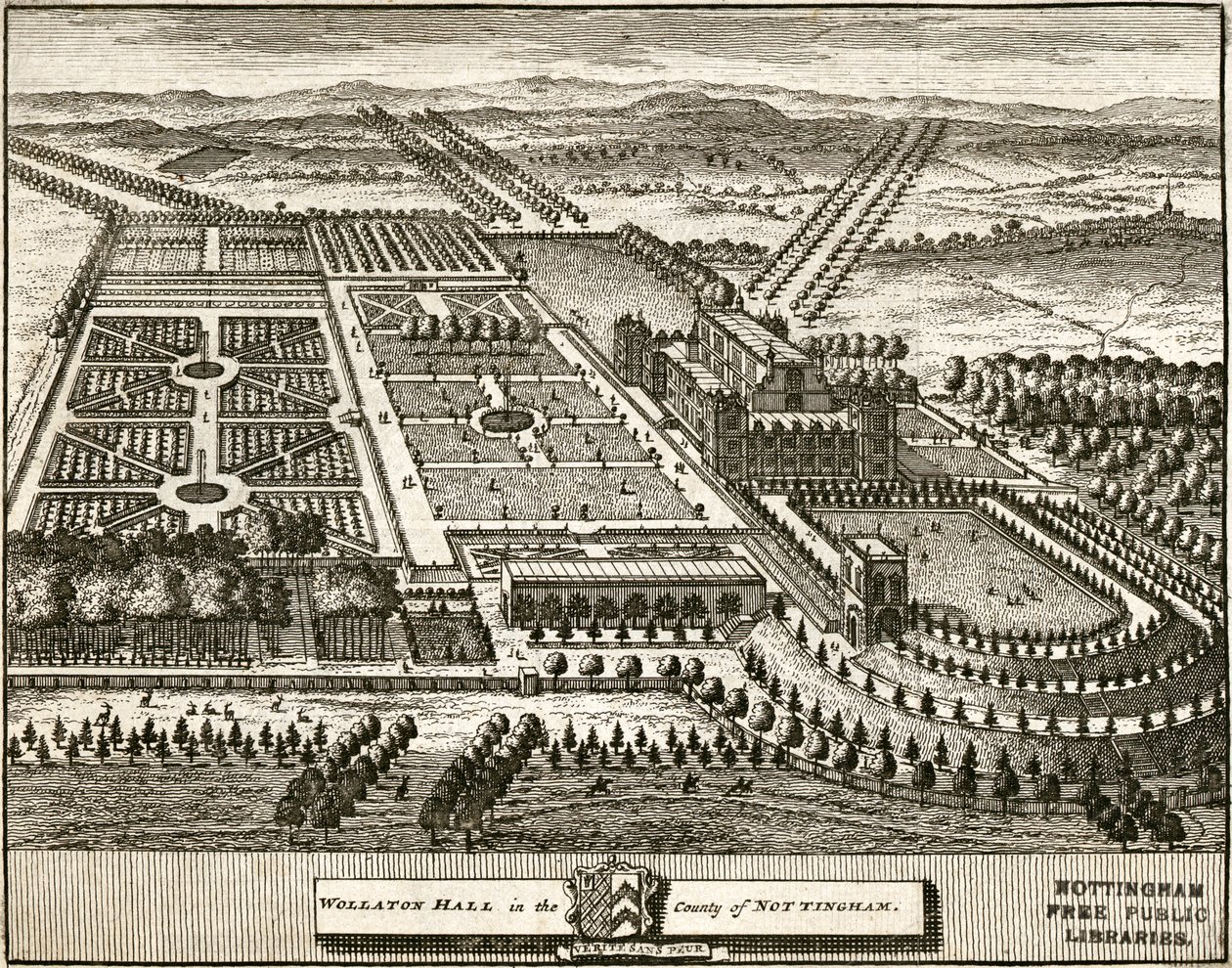 Wollaton Hall és Park Nottingham, Nottinghamshire, c1707 alkotó: Johannes Kip
