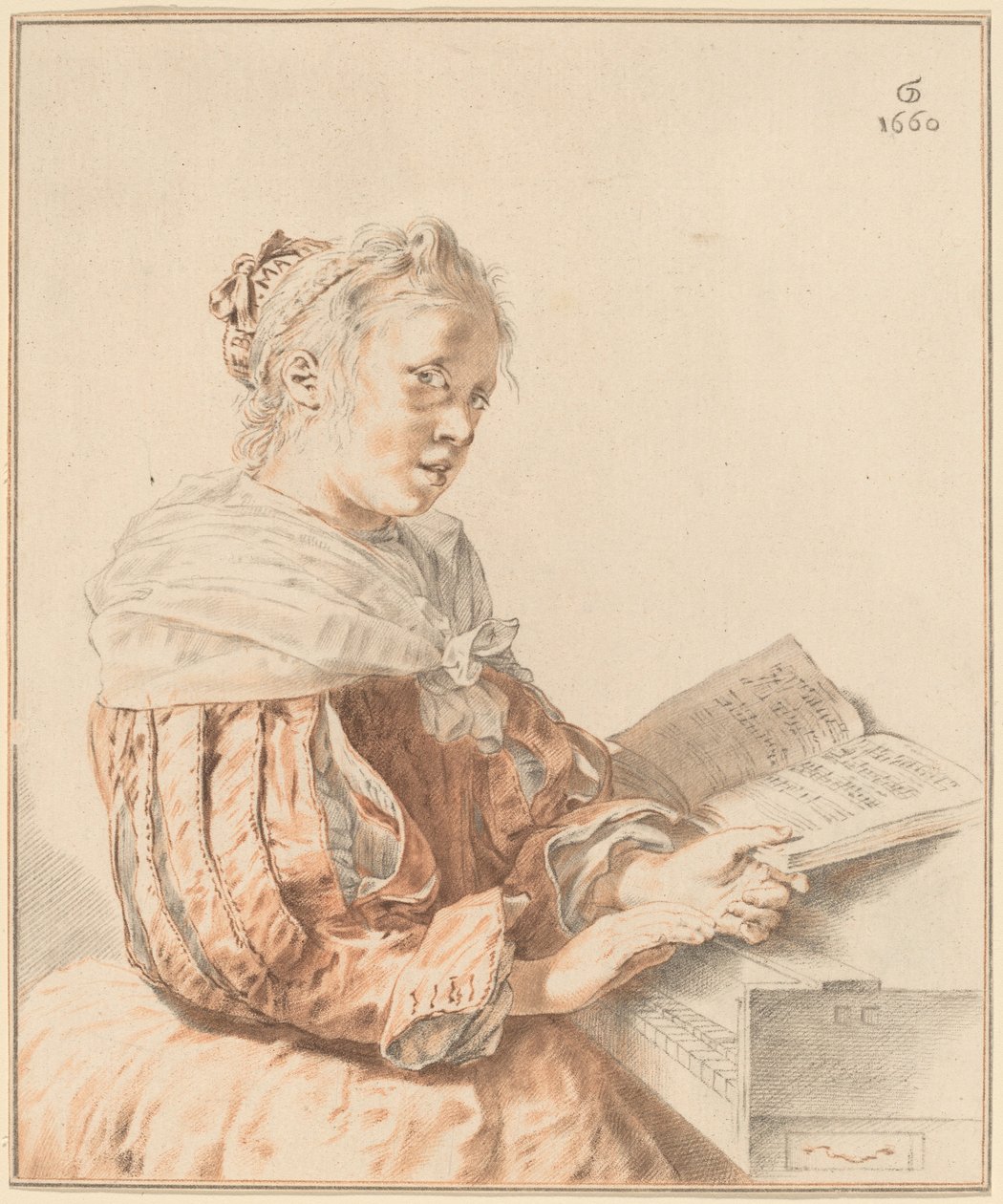 Fiatal lány a billentyűzeten, 1767. alkotó: Johannes Kornlein