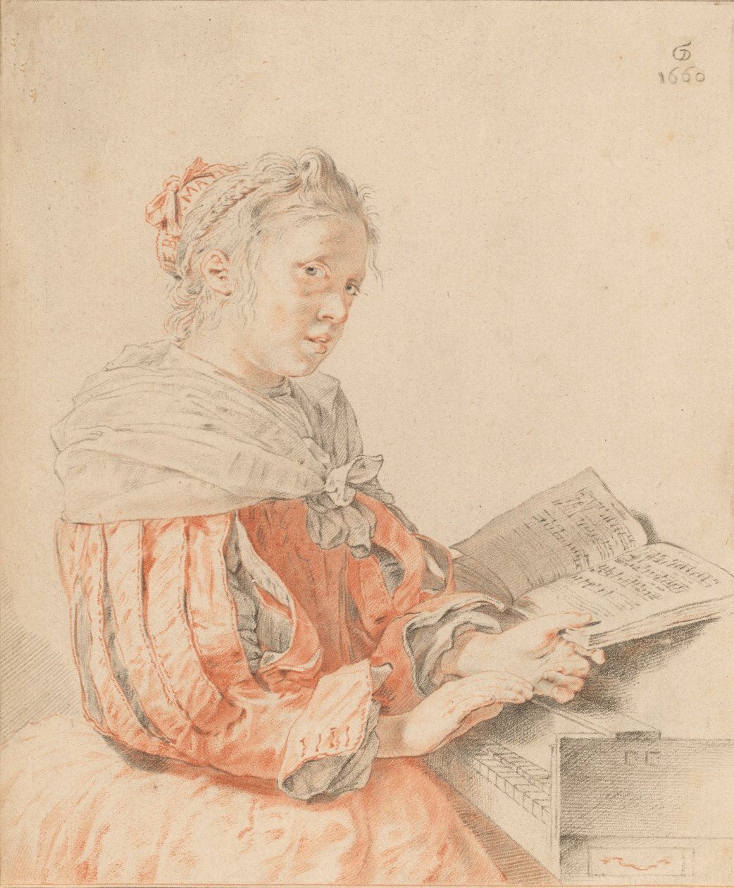 Fiatal lány a billentyűzeten, 1767. alkotó: Johannes Kornlein