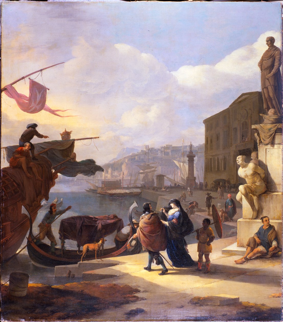 Egy mediterrán kikötő capriccioja alkotó: Johannes Lingelbach