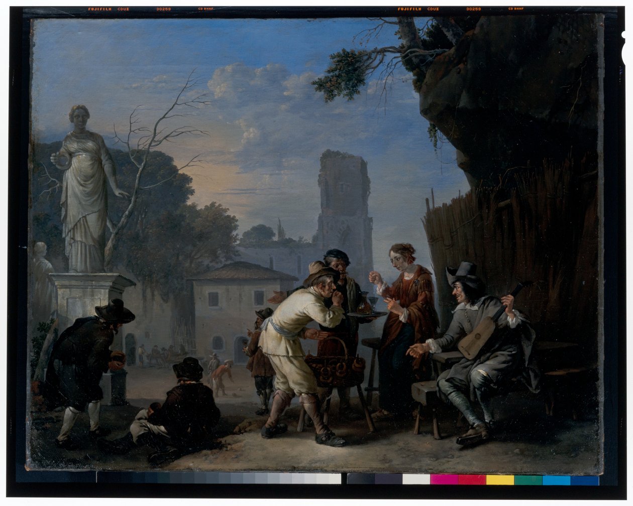 A Tavern In A Piazza alkotó: Johannes Lingelbach