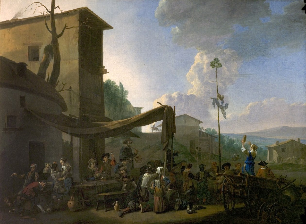 Falusi fesztivál, Parasztok mulatsága egy fogadóban, 1650-es évek eleje alkotó: Johannes Lingelbach