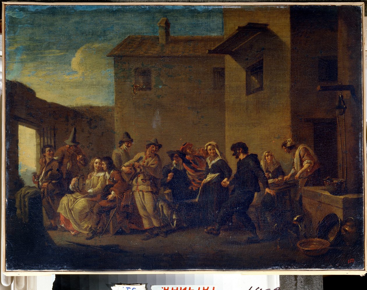 Velencei karnevál (Karnevál Velencében). Johannes Lingelbach festménye alkotó: Johannes Lingelbach