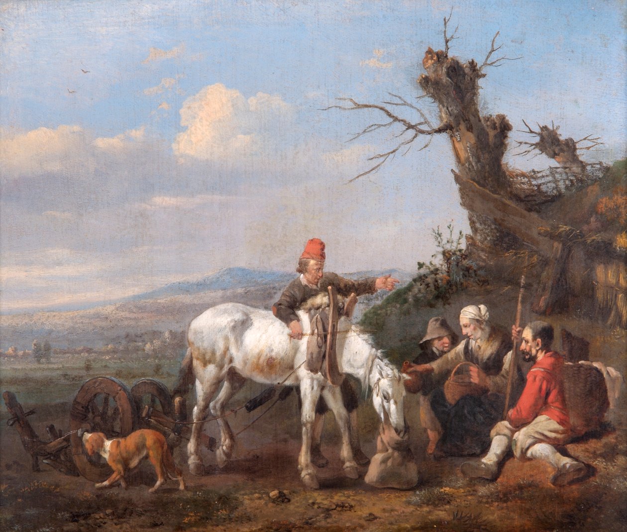Táj, pihenő utazók (olaj, tölgyfa panelen) alkotó: Johannes Lingelbach