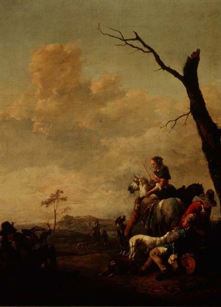 Pihenés a hajsza után (panel) alkotó: Johannes Lingelbach