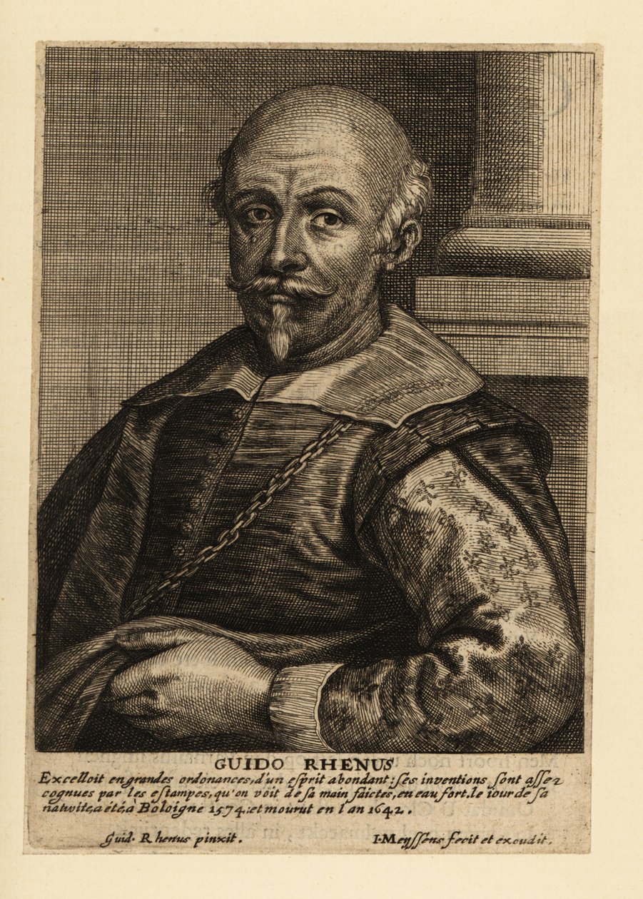 Guido Reni, a barokk kori bolognai iskola olasz festőjének portréja alkotó: Johannes Meyssens