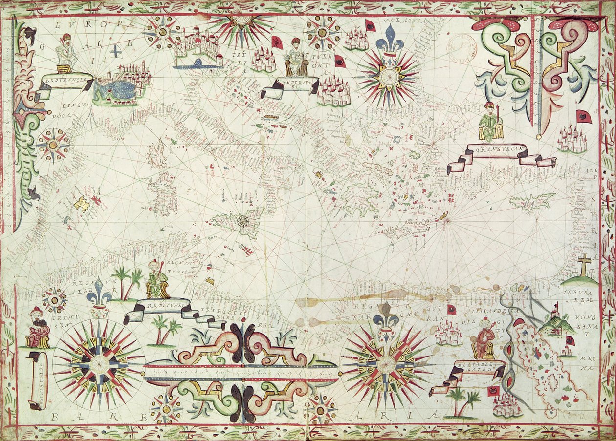 A Földközi-tenger térképe, 1625 alkotó: Johannes Oliva