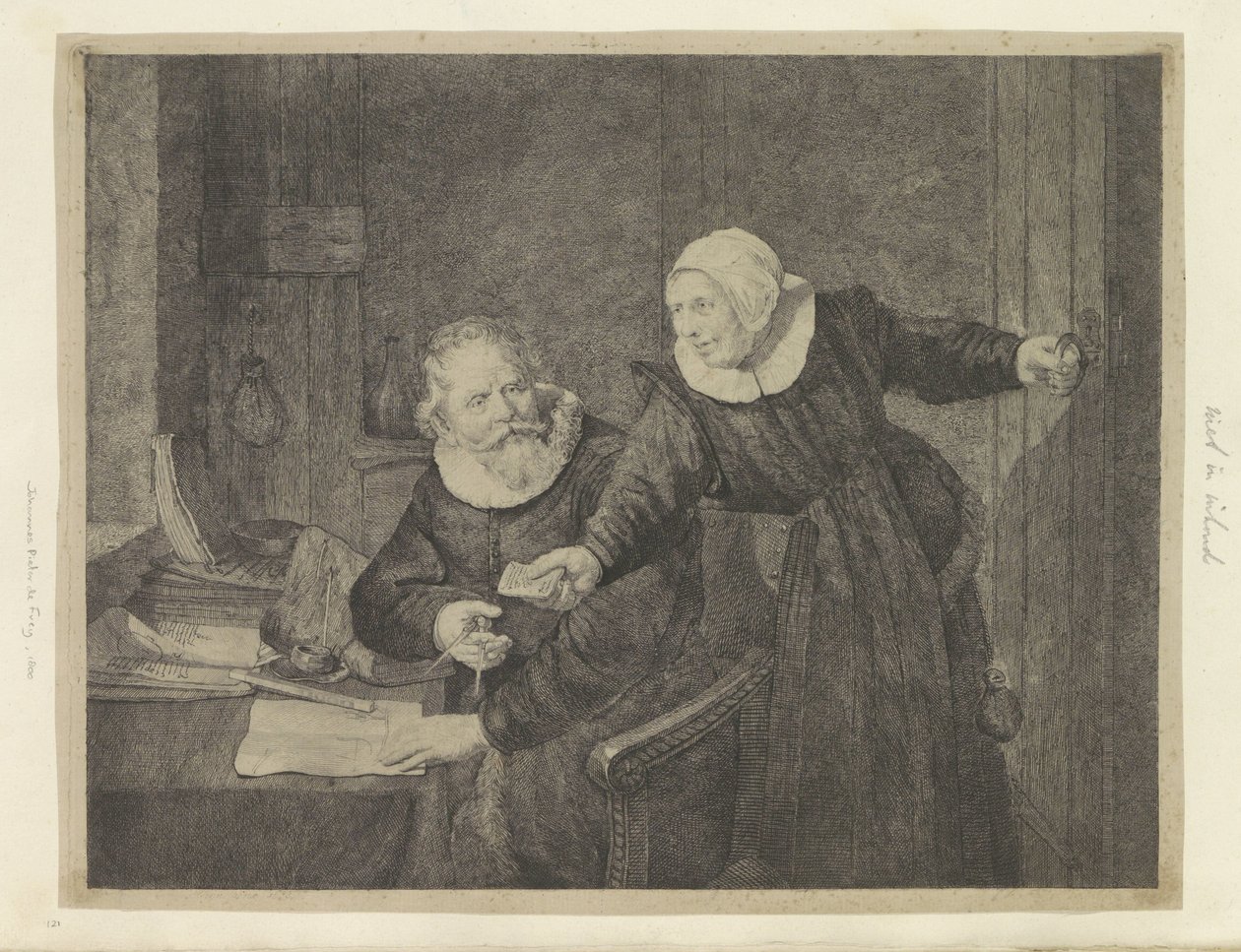 Jan Rijcksen hajóépítő portréja és felesége Recueil de quatre-vingt-cinq estampes originales (sorozat címe) alkotó: Johannes Pieter de Frey