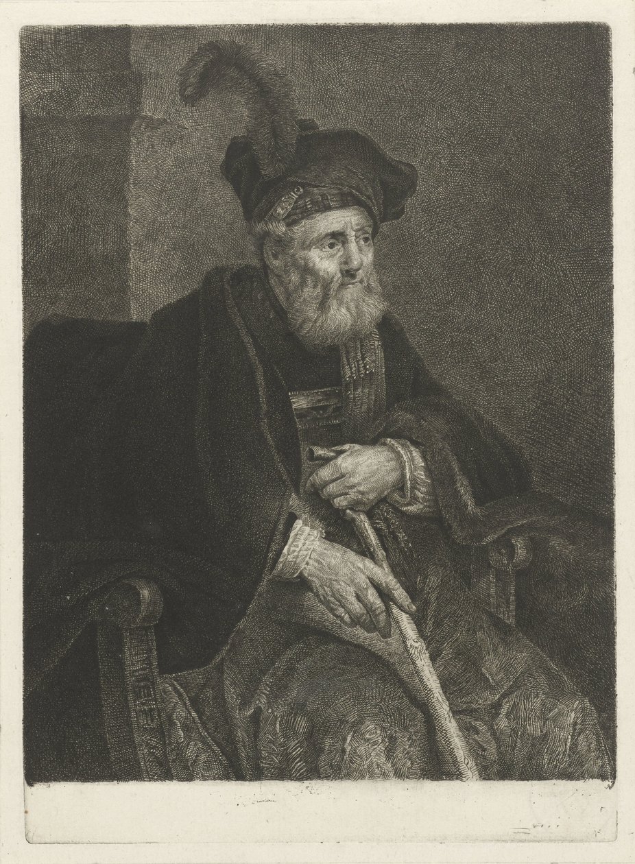 Portréja egy ismeretlen öregember egy széken alkotó: Johannes Pieter de Frey