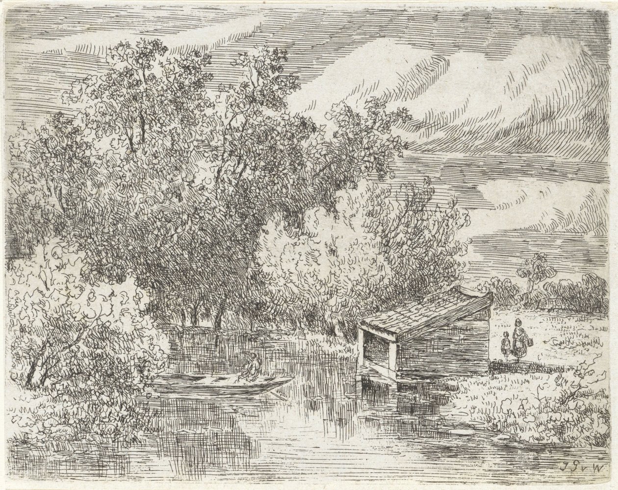 Csónakház a folyón alkotó: Johannes Pieter van Wisselingh
