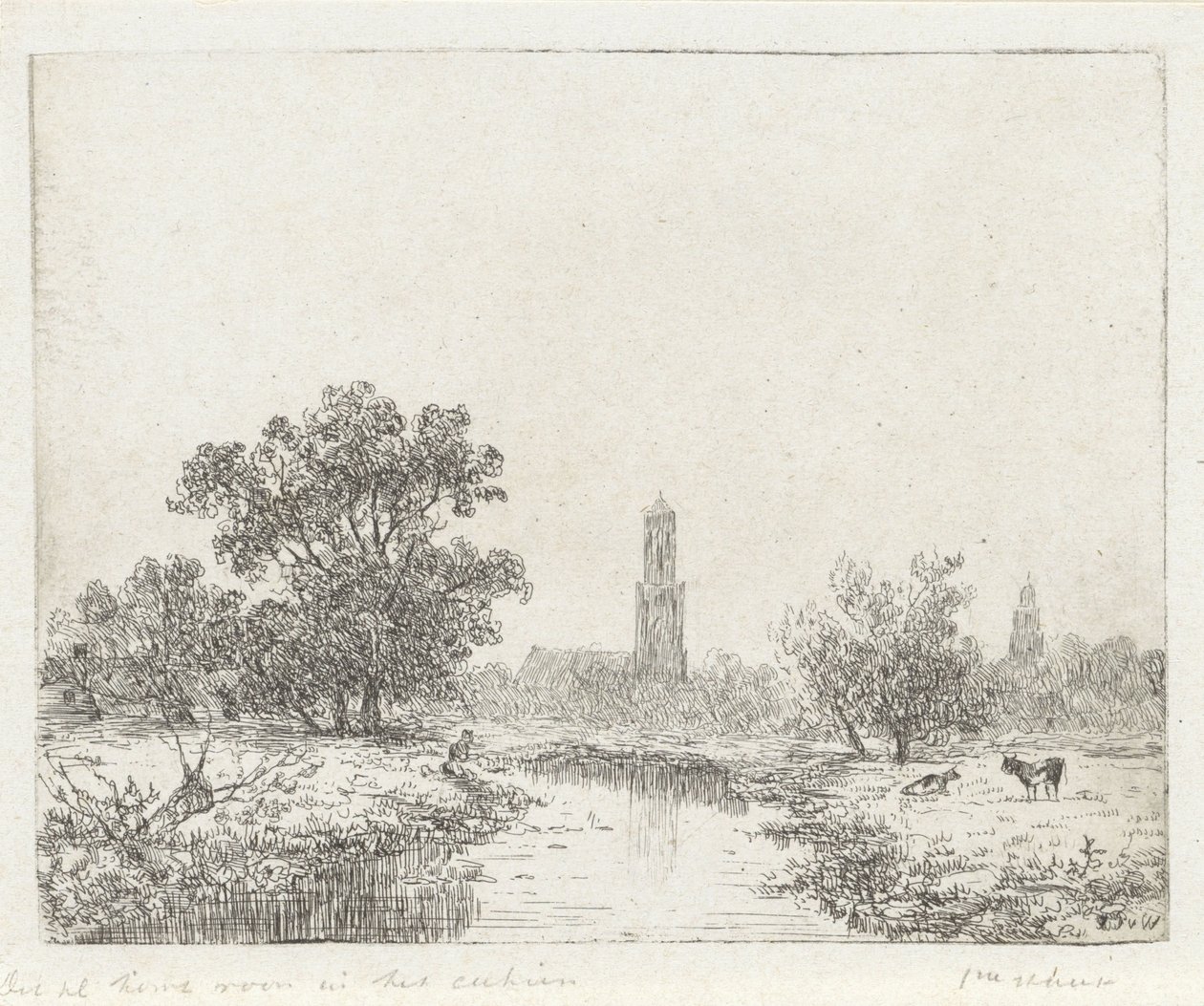 Kilátás Utrechtre(?) alkotó: Johannes Pieter van Wisselingh